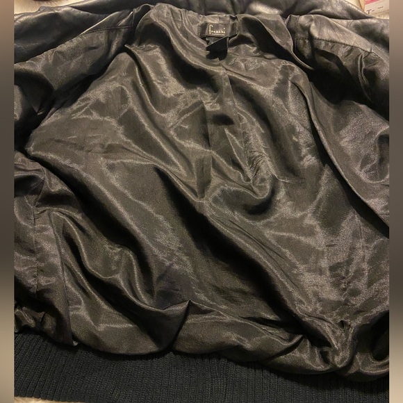 Frenchi black leather full zip bomber jacket size XS - Picture 8 of 11